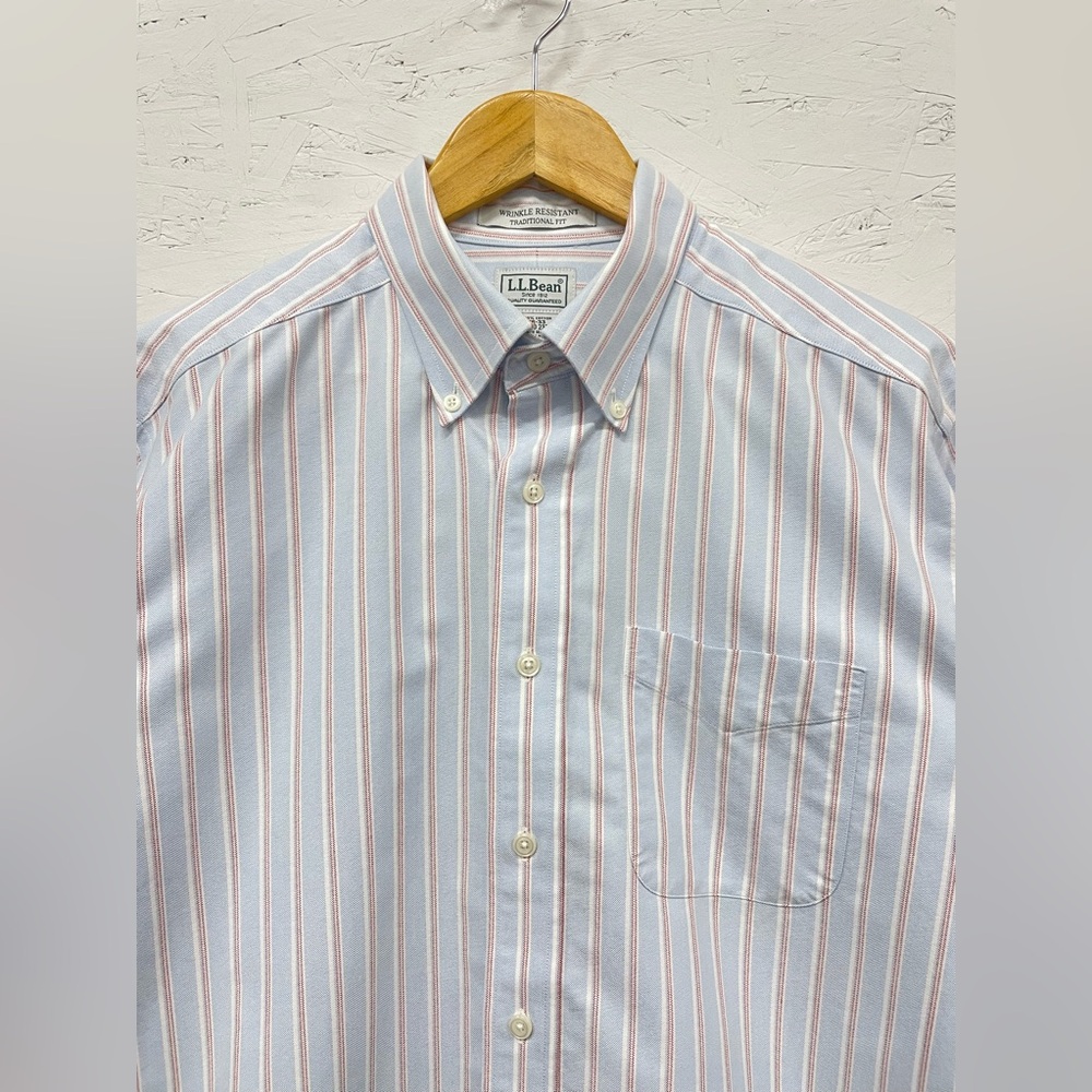 L.L. Bean Wrinkle-Free Oxford Cloth Shirt, Traditional Fit Stripe, Size 16-33